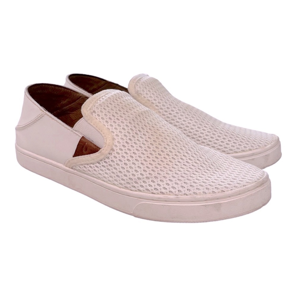 OLUKAI Pehuea White Slip On Loafer Shoes Size 7.5